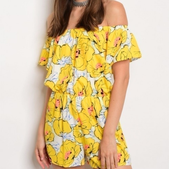 Pants - Yellow Floral Romper women womens pants